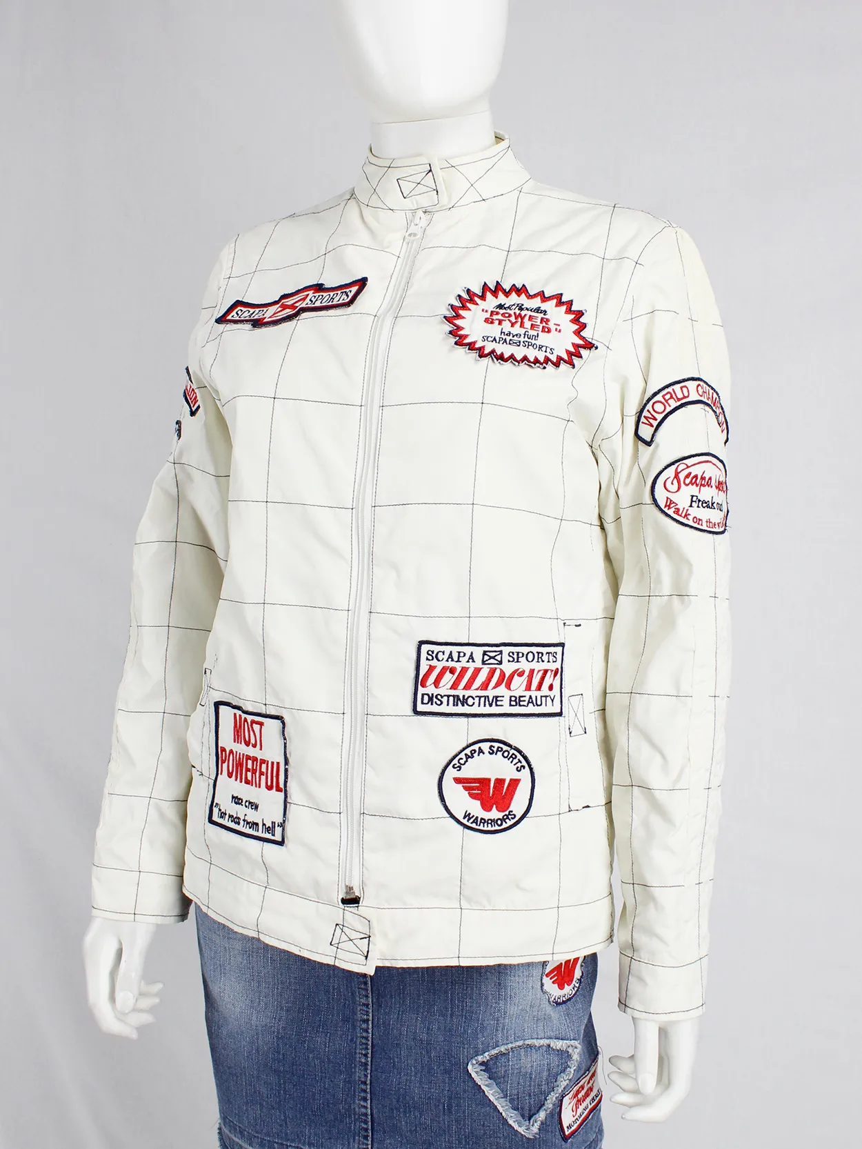 Walter Van Beirendonck for Scapa white ‘Formula 1’ racing jacket with patches