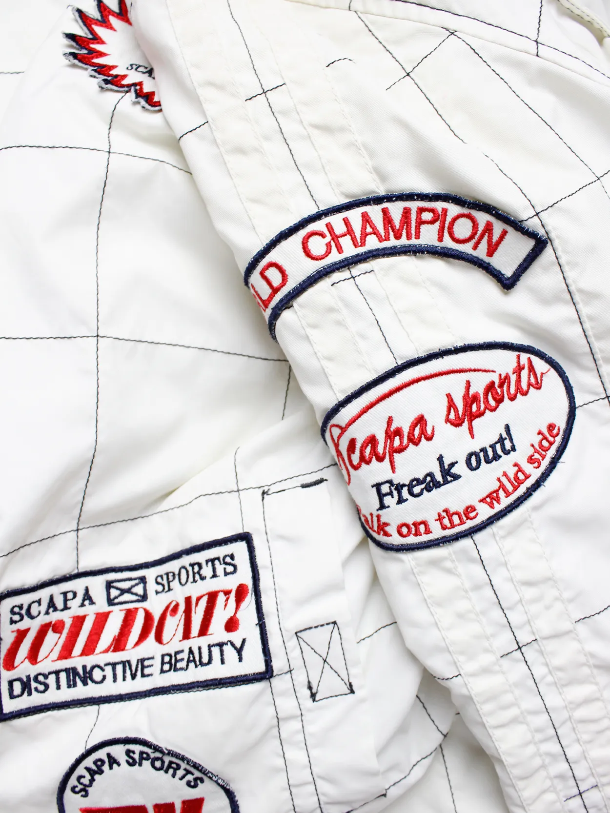 Walter Van Beirendonck for Scapa white ‘Formula 1’ racing jacket with patches