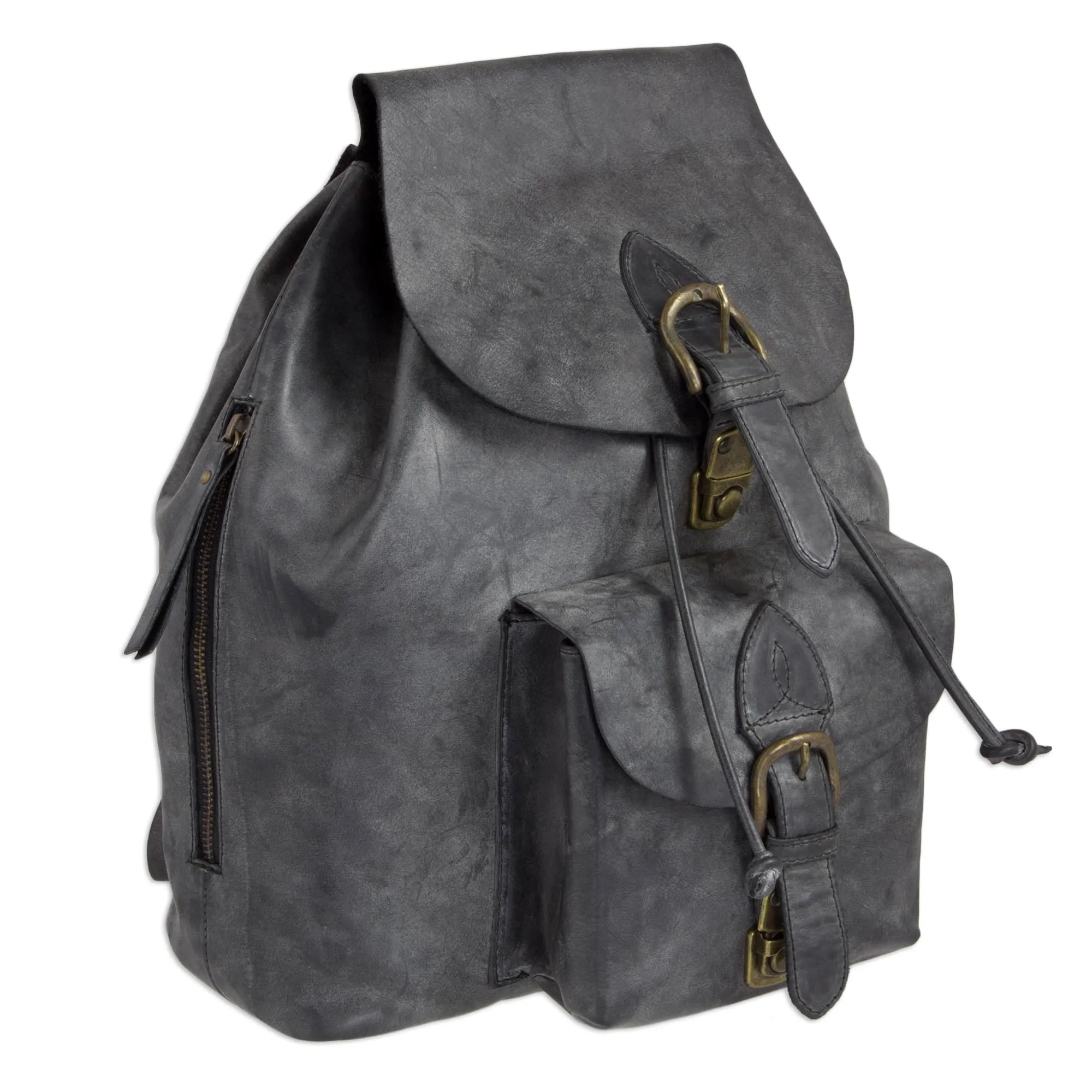 Weathered Charcoal Weathered Charcoal Leather Handcrafted Men's Backpack