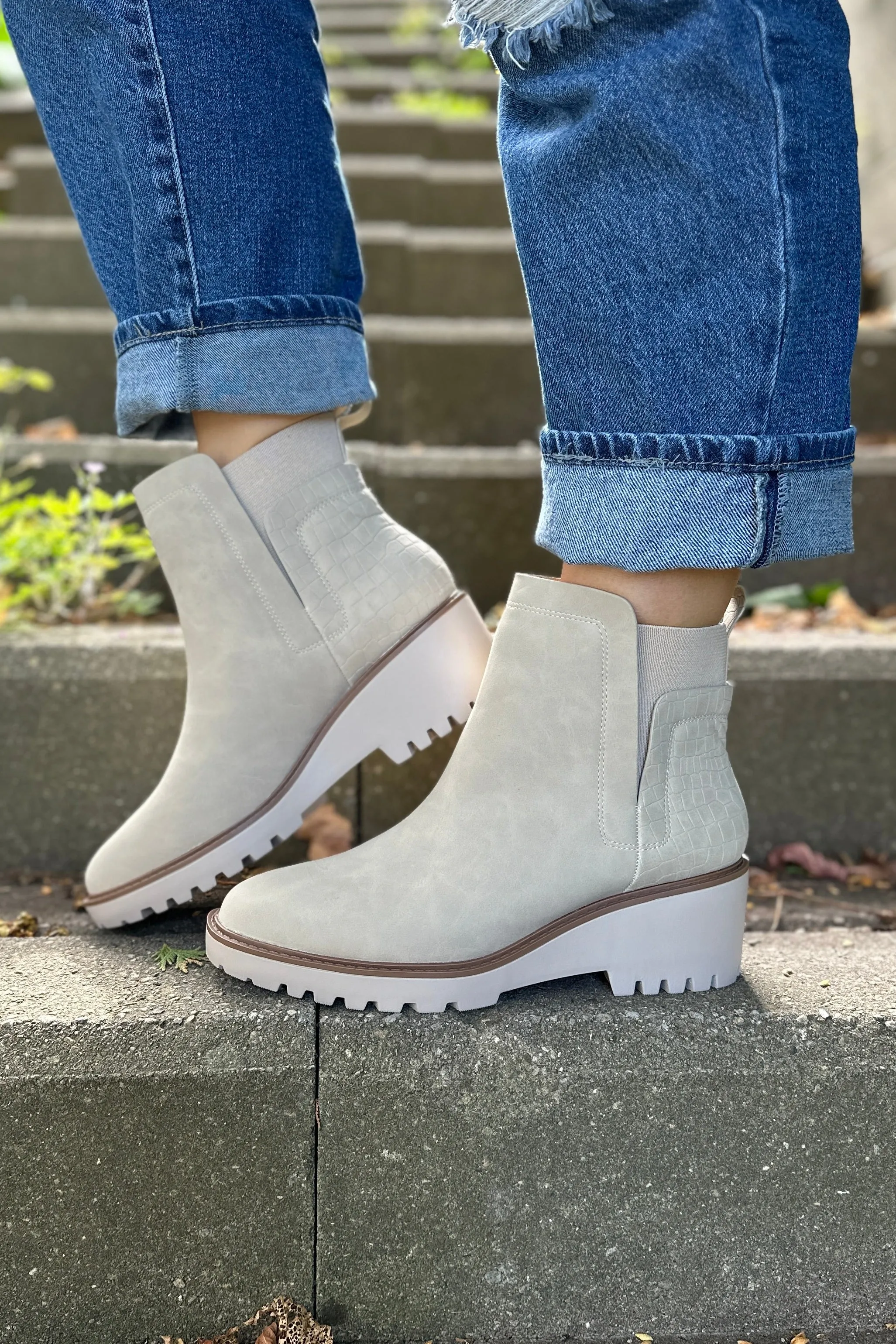 Wedge Heeled Chelsea Boot Stone