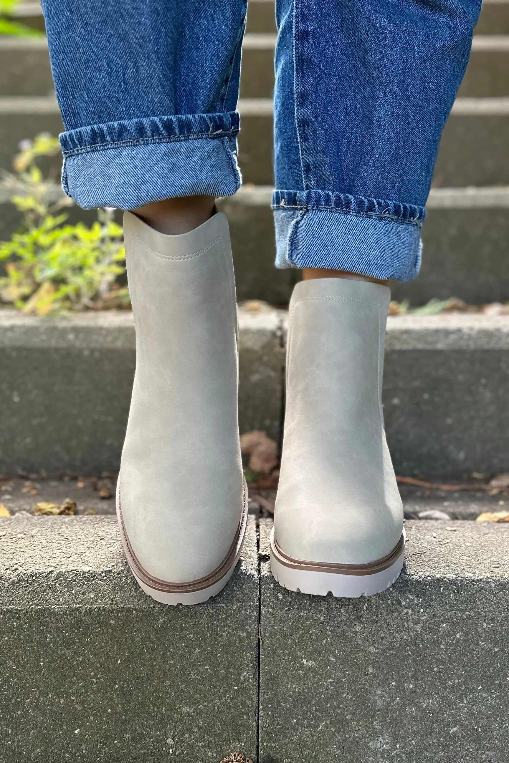 Wedge Heeled Chelsea Boot Stone