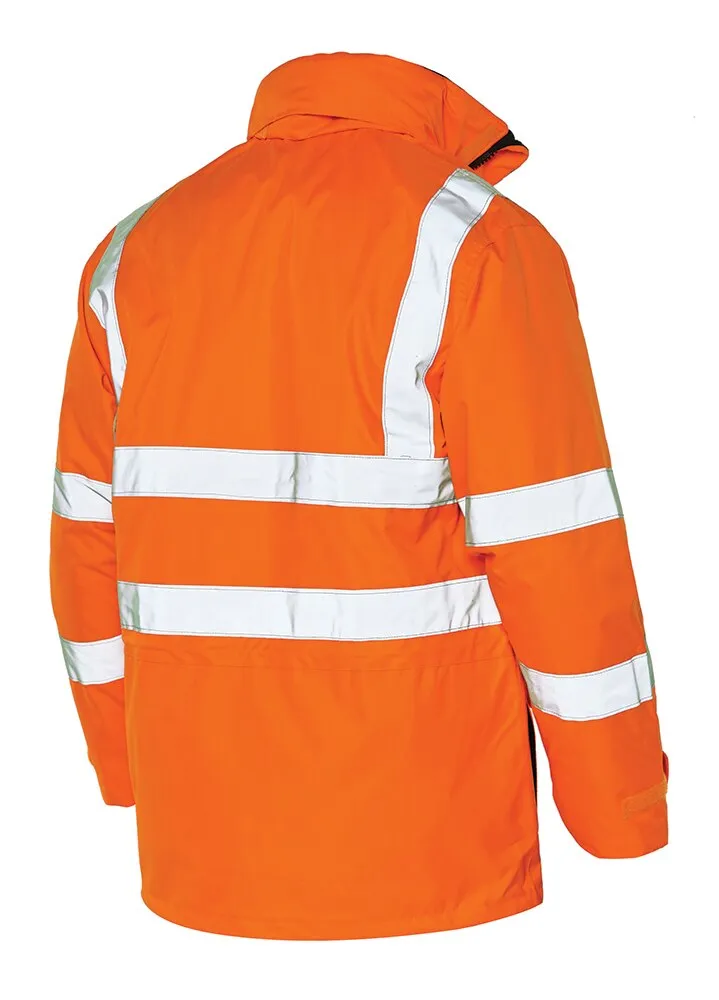 Workhorse MJA033 Men's High Visibility 6 in 1 Waterproof & Breathable Jacket Reversible Inner - Oxford Polyester - Orang