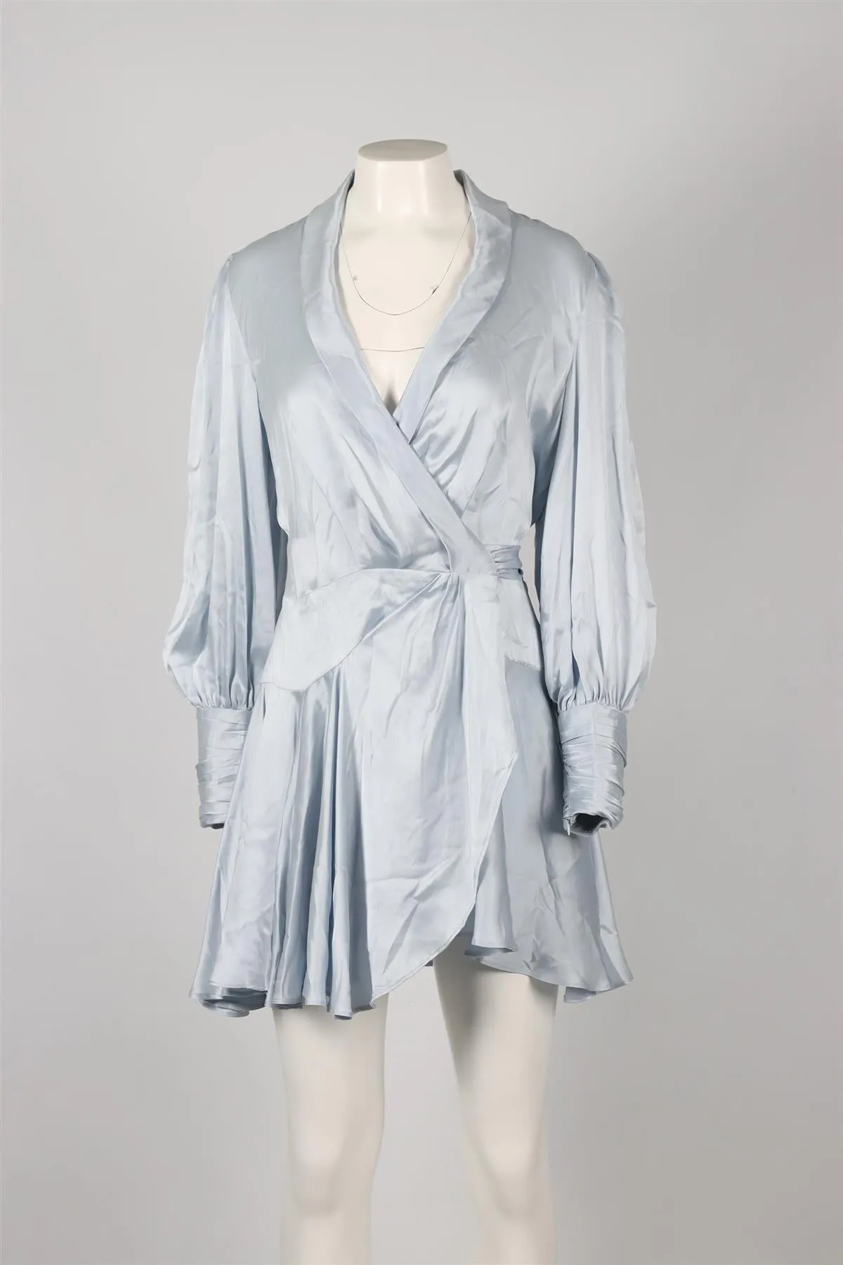 ZIMMERMANN BLUE SILK MINI WRAP DRESS UK 12