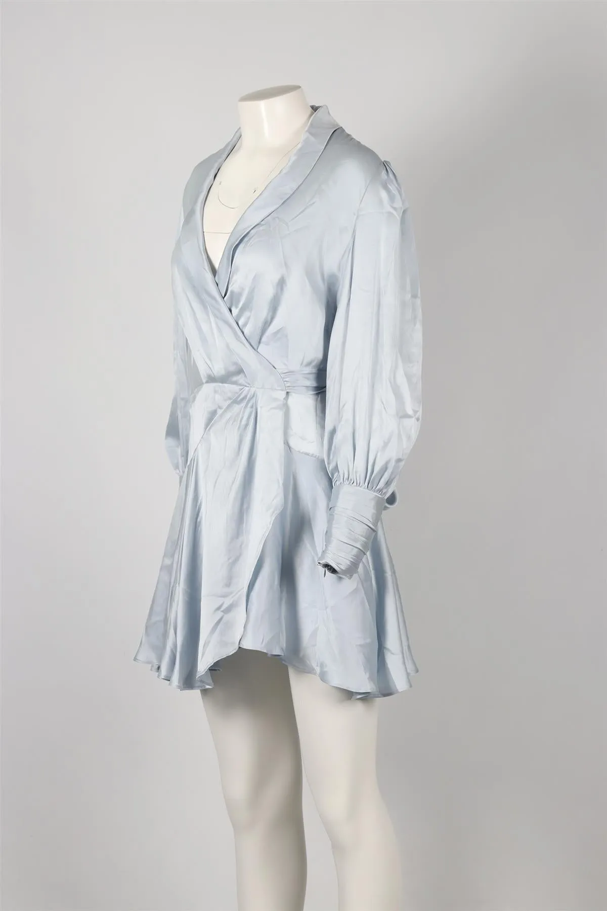 ZIMMERMANN BLUE SILK MINI WRAP DRESS UK 12