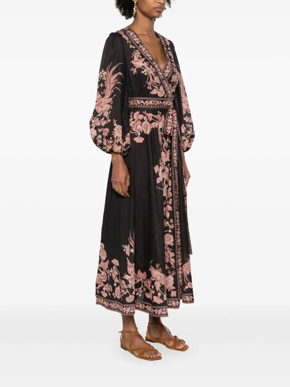 ZIMMERMANN    Zimmermann Floral Print Wrap Midi Dress