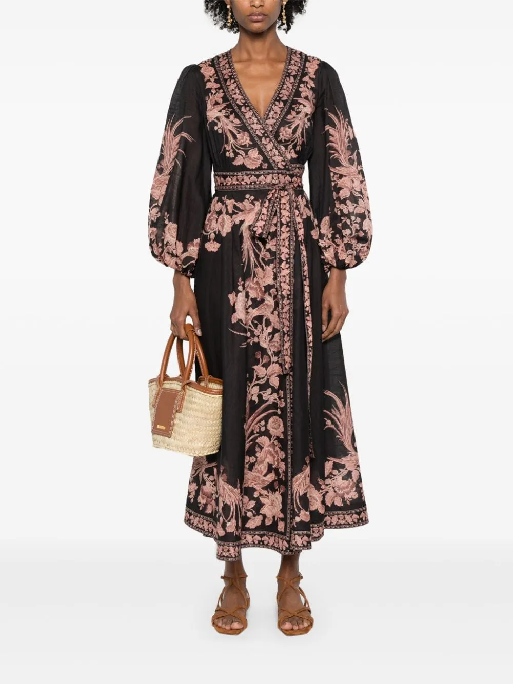 ZIMMERMANN    Zimmermann Floral Print Wrap Midi Dress