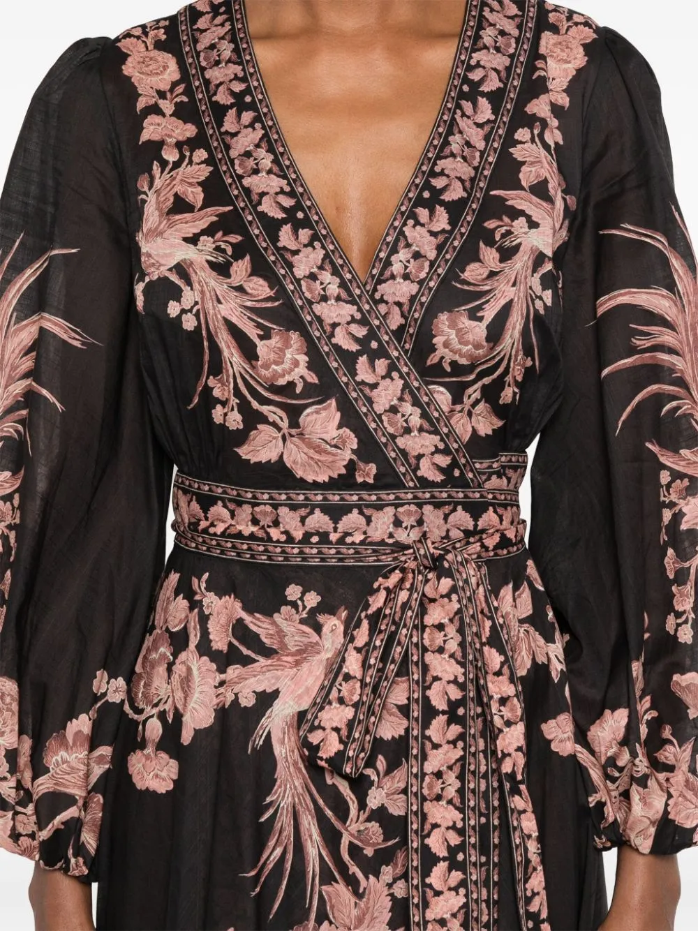 ZIMMERMANN    Zimmermann Floral Print Wrap Midi Dress